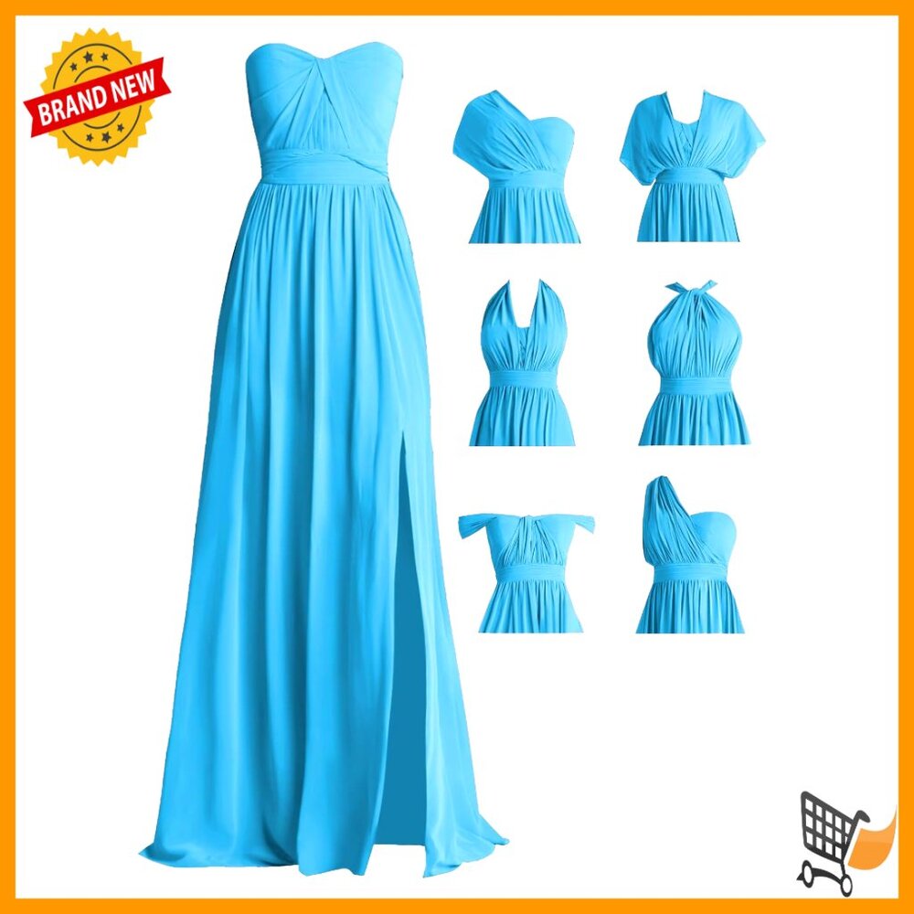 Chiffon Convertible Bridesmaid Dress Long A-Line Strapless Formal Gown